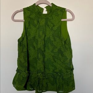 Maeve Green Floral Textured Sleeveless Top